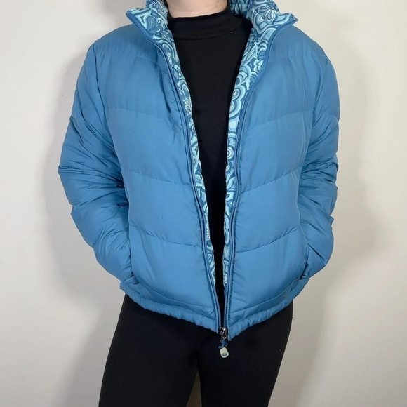 L.L. Bean Blue Floral Puffer Jacket - Picture 16 of 16